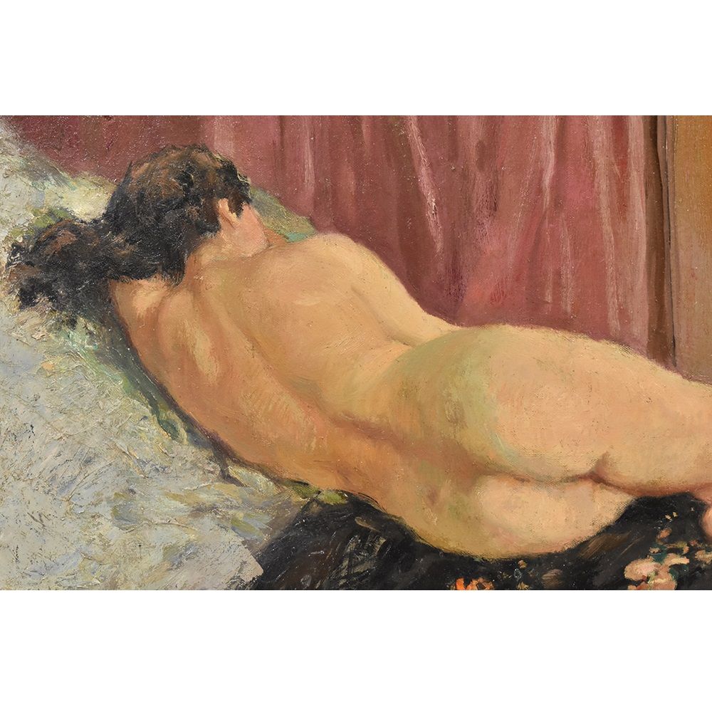 Nude Oil Painting, Nude Woman Oil Painting, Art Deco, Oil On Canvas, XX  Century.