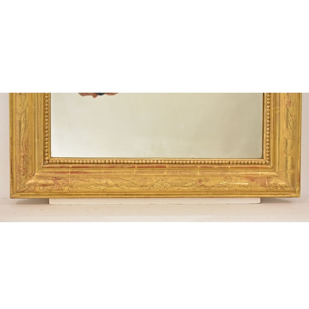 Small Antique Wall Mirror, Gilt Mirror, Arc mirror, In Its Original Gold  Leaf Frame 19th Century.