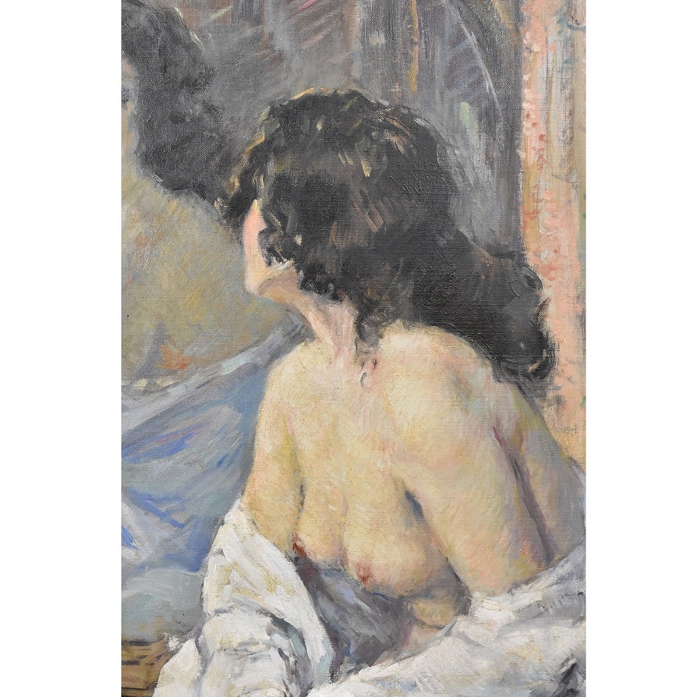 Dipinti Nudità Femminile, Art Déco, Quadri Di Nudi Di Donne Allo Specchio,  Primi Novecento, Pittura Ad Olio Su Tela.