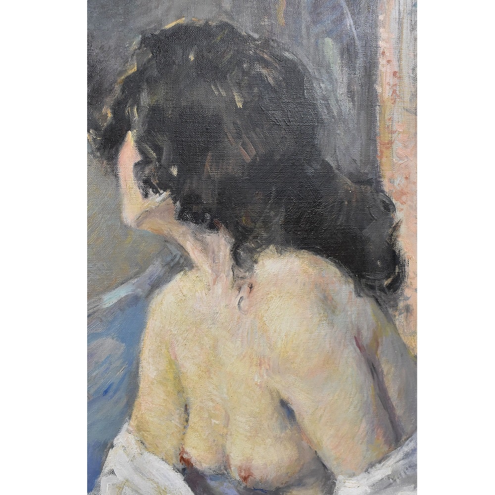 Nude Painting, Art Déco, Nude Woman Painting, Naked Woman in the mirror,  20th Century .